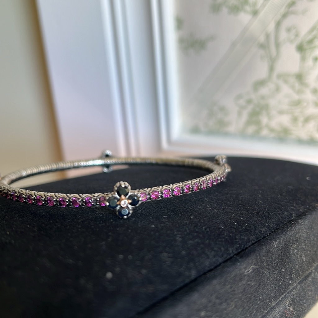 Barbara Bixby Sterling/18k Pink Pave & Sapphire Bangle